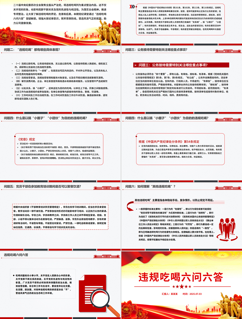 2025违规吃喝六问六答PPT党纪党课