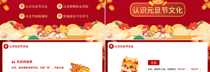 龙年创意精美元旦假期安全教育PPT新年放假通知及安全教育主题班会下载