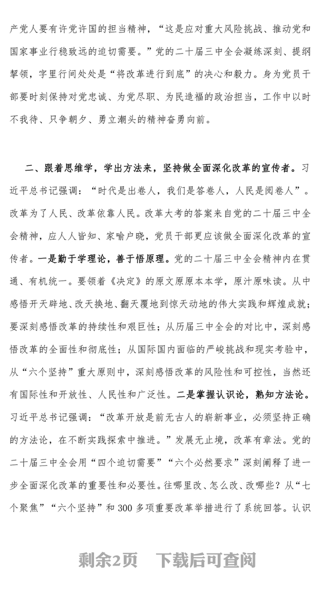 学习党的二十届三中全会心得体会