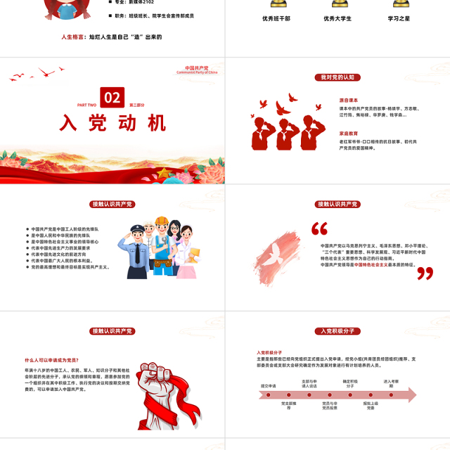 2022入党积极分子竞选PPT入党积极分子自我介绍专题课件模板下载