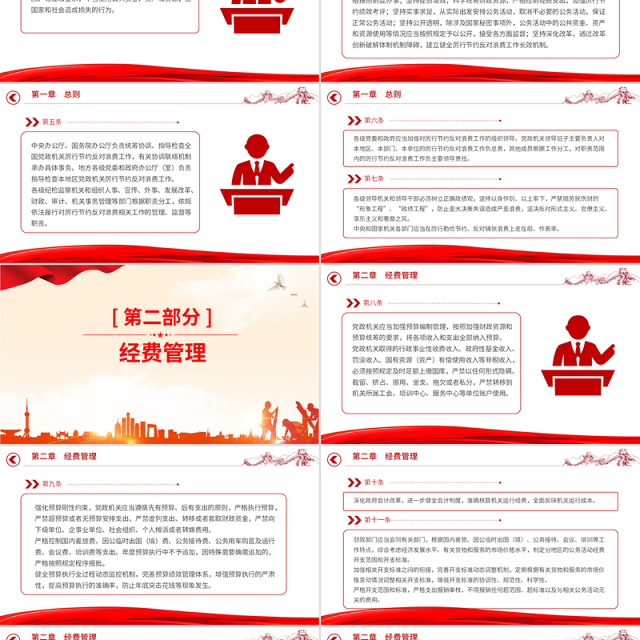 红色大气《党政机关厉行节约反对浪费条例》PPT课件