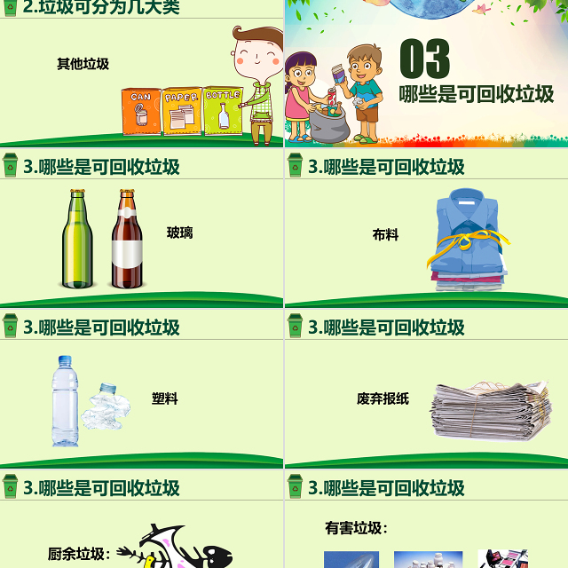 绿色城市环境垃圾分类低碳环保局PPT模板