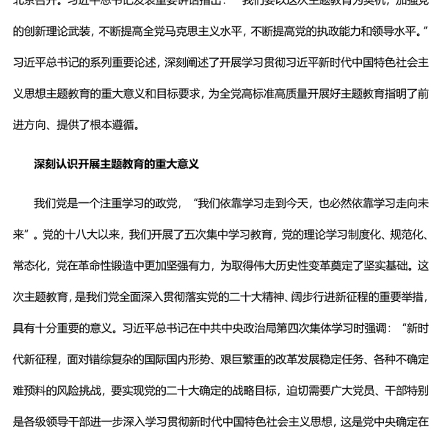 2023高标准高质量开展好主题教育PPT大气党建风深入开展学习习近平新时代中国特色社会主义思想主题教育专题党课课件模板(讲稿)
