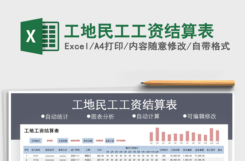 2021年工地民工工资结算表