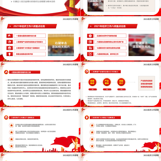 红色简约大气党建风学习解读2021年中央经济工作会议精神ppt