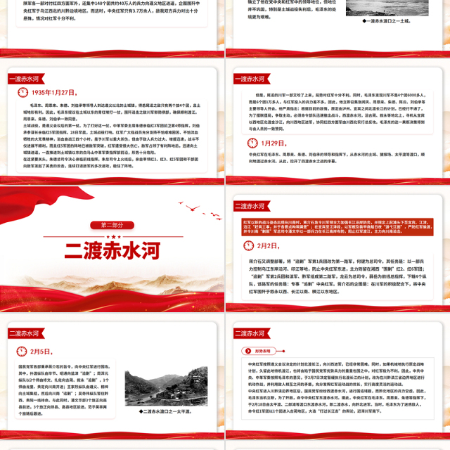 红色简洁四渡赤水中外战争史上的奇观PPT党史故事课件