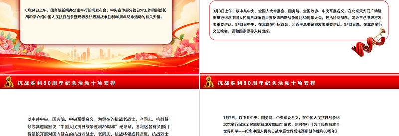 简洁风抗战胜利80周年纪念活动十项安排PPT课件