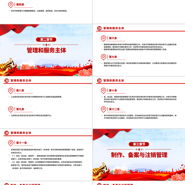 简洁风《电子印章管理办法》法律法规课件下载