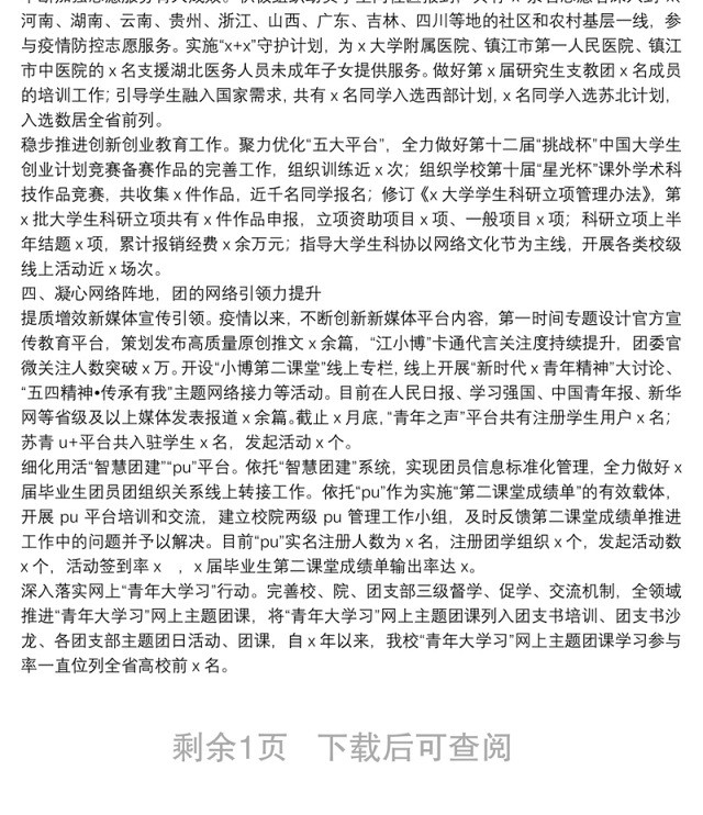 共青团大学委员会2021年上半年工作总结