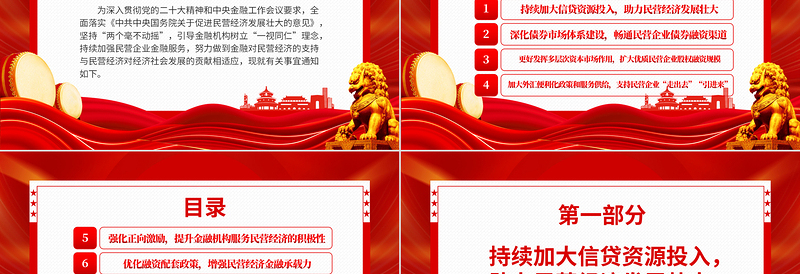 金融25条PPT红色简洁关于强化金融支持举措助力民营经济发展壮大的通知课件