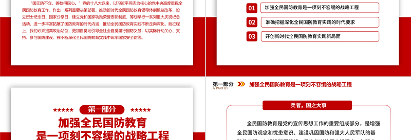 不断深化全民国防教育实践PPT红色简洁增强全民国防观念和忧患意识筑牢国家安全防线课件
