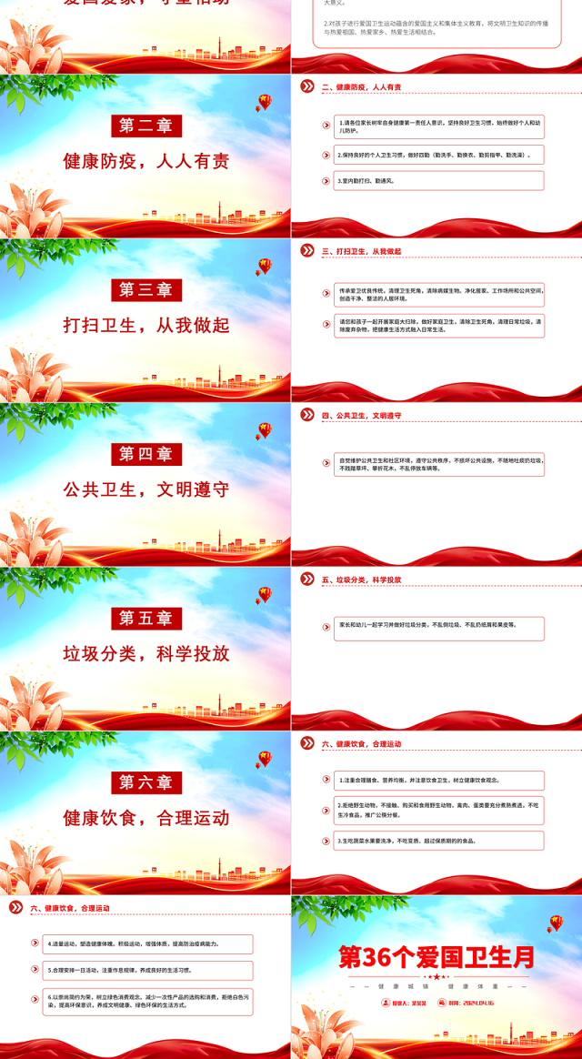 全国第36个爱国卫生月PPT大气精美健康城镇健康体重课件