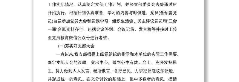 2021学校支部组织生活会民主评议党员和三会一课制度自查报告