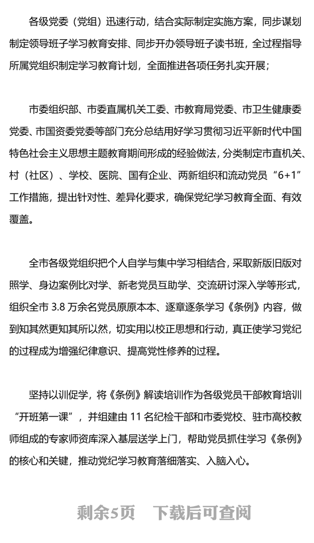2024党纪学习教育工作总结PPT简洁风党政总结汇报模板(讲稿)