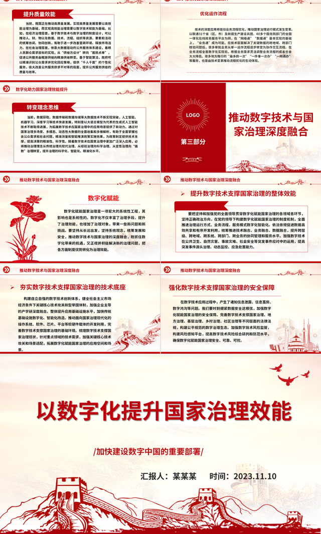 2023以数字化提升国家治理效能ppt大气党政风加快建设数字中国的重要部署基层党员党组织党员培训党课课件