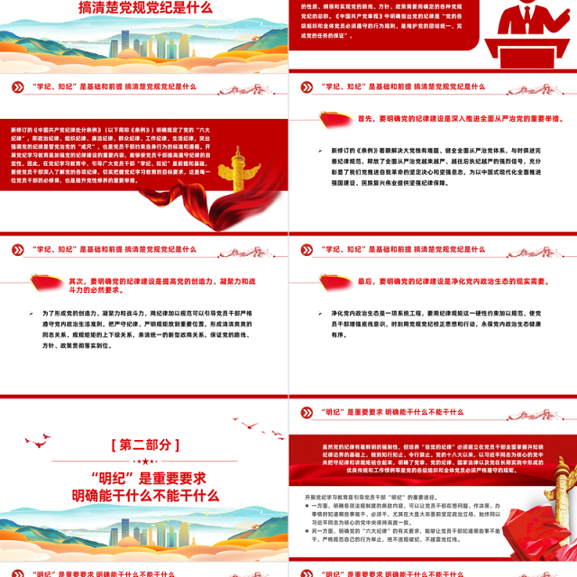 党员干部切实做到学纪知纪明纪守纪PPT简约风全党开展党纪学习教育工作课件模板