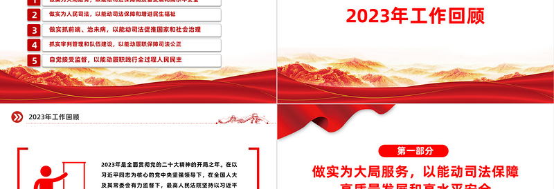 2024两会最高人民法院工作报告PPT大气简洁两会学习微党课