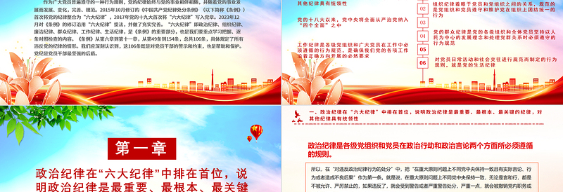 党的六大纪律主旨要义PPT红色大气党员干部警示教育党课课件