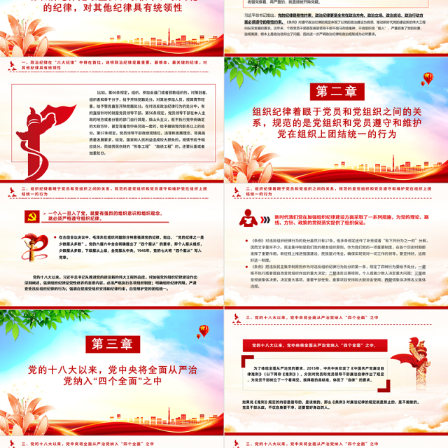 党的六大纪律主旨要义PPT红色大气党员干部警示教育党课课件