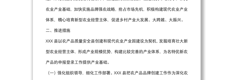 X县名特优新农产品创建典型案例