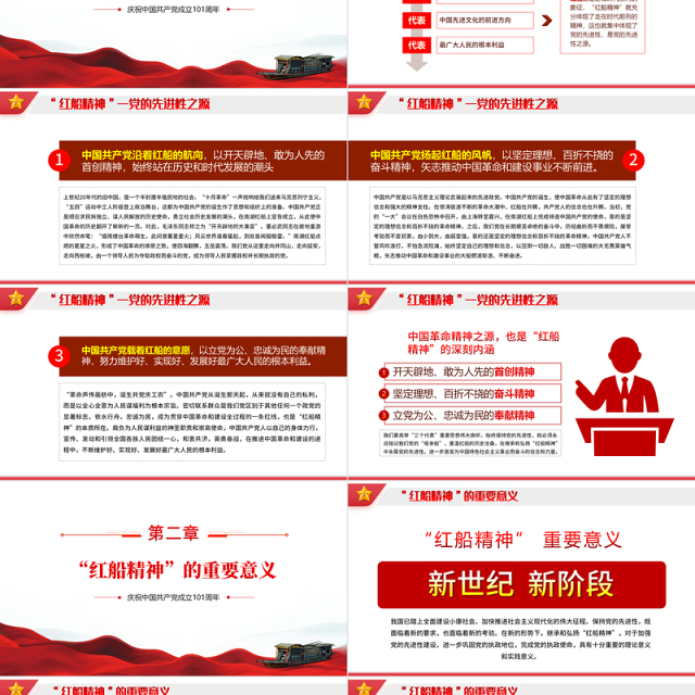 红船精神的时代意义PPT红色党建风七一建党节热烈庆祝中国共产党建党101周年专题党课课件模板