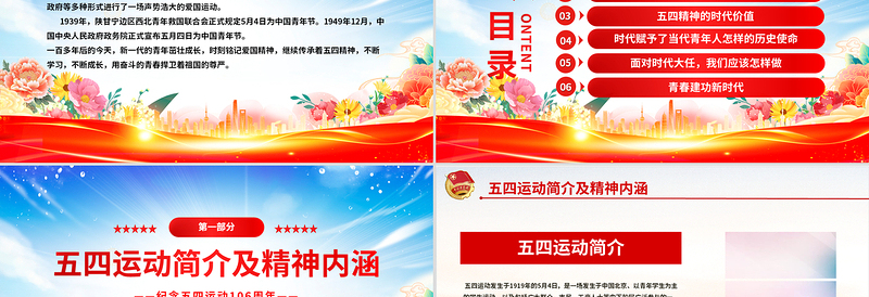 精美风2025纪念中国共青团106周年弘扬五四精神挥洒热血青春PPT下载