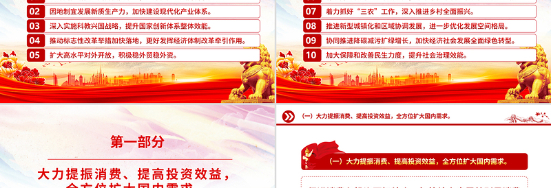 2025政府工作十大任务PPT红色党政风两会精神学习课件