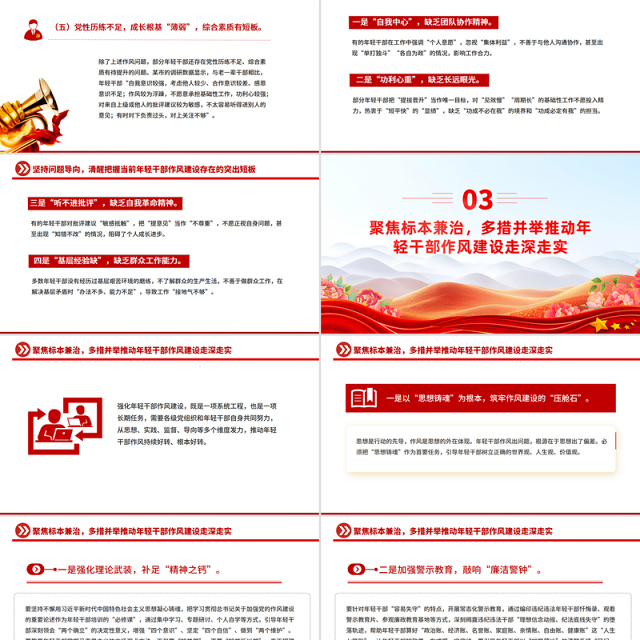 红色简洁强化年轻干部作风建设培养过硬合格接班人PPT微党课