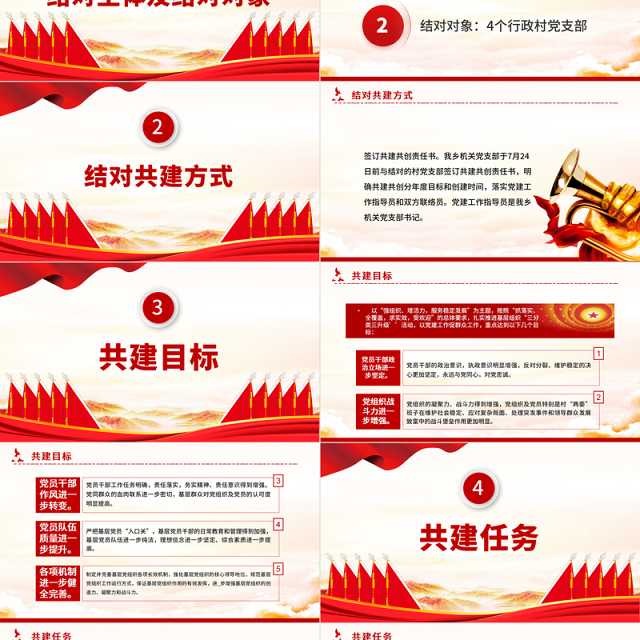 2022结对共建PPT简洁实用乡镇党支部结对共建活动方案党建专题课件