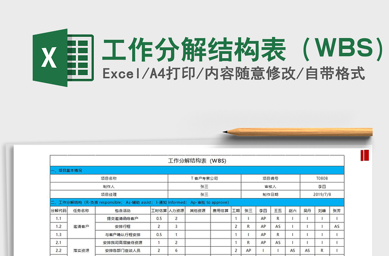 2021工作分解结构表(WBS)免费下载