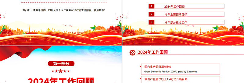 双语版2025政府工作报告要点PPT两会精神宣传课件