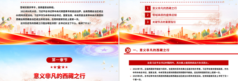 红色精美总书记的西藏之行强调了什么PPT课件