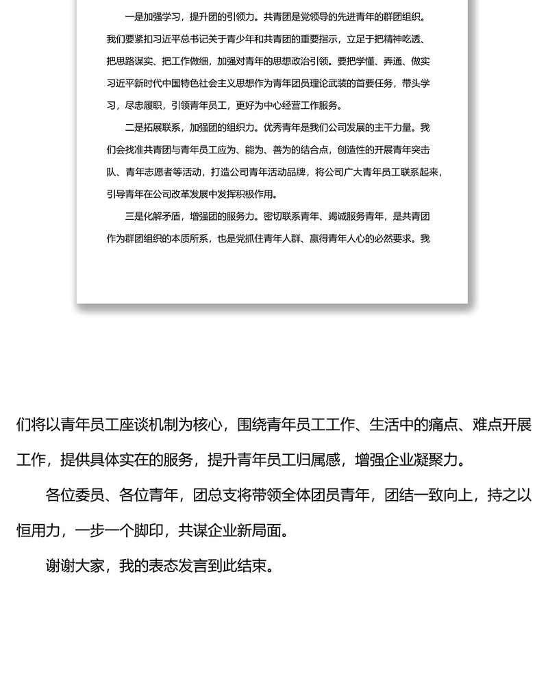 团支部书记任前表态发言