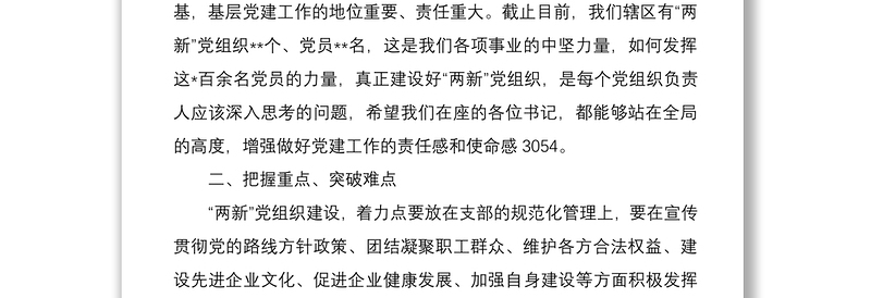 2021在“两新”党组织书记述职评议会上的讲话