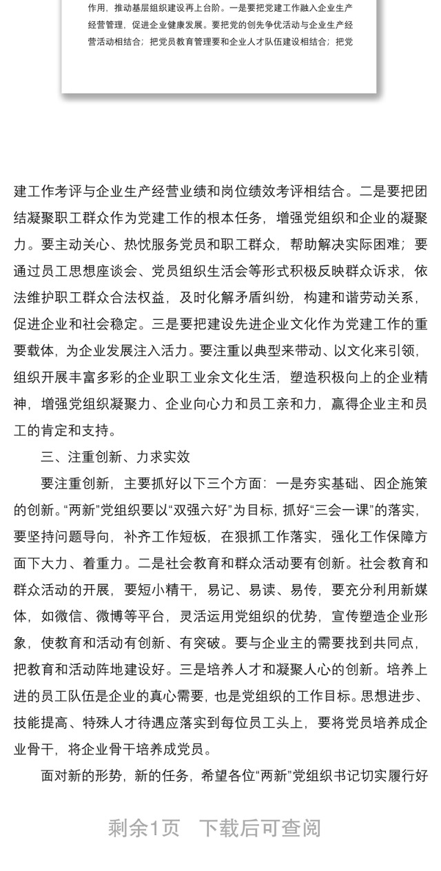 2021在“两新”党组织书记述职评议会上的讲话