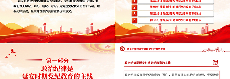 红色精美延安时期党纪教育的成效与启示党规党纪微党课PPT