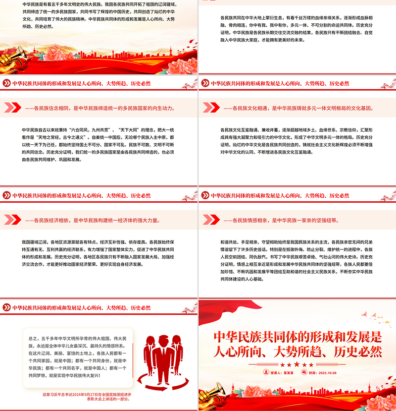 红色大气中华民族共同体的形成和发展是人心所向大势所趋历史必然PPT课件
