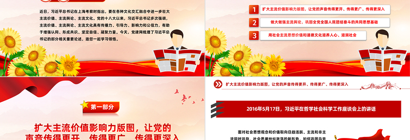 总书记关于主流价值主流舆论主流文化的重要论述PPT红色精美