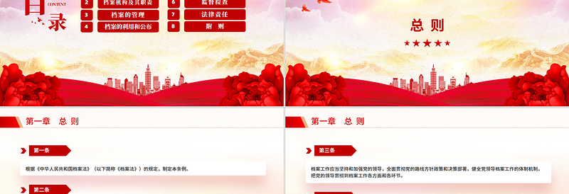 精美简洁档案法实施条例全文PPT法律法规课件