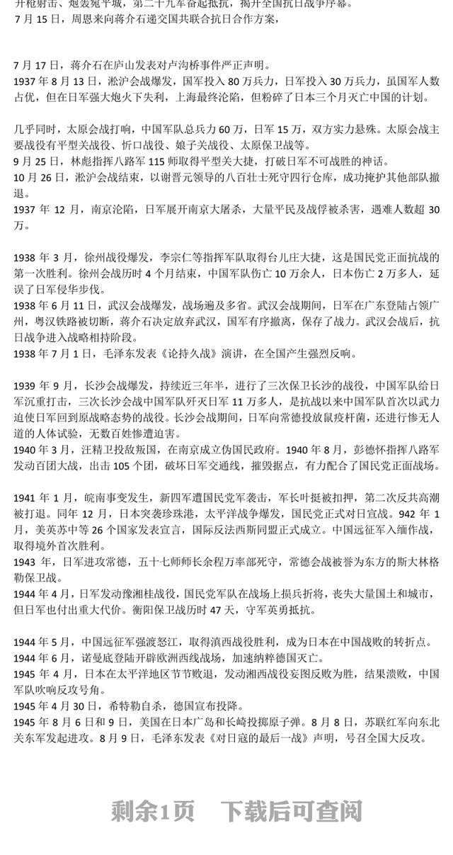 简洁大气抗日战争全过程PPT纪念抗战胜利80周年课件下载(讲稿)