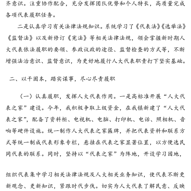 20xx年县人大代表(乡镇干部)述职报告