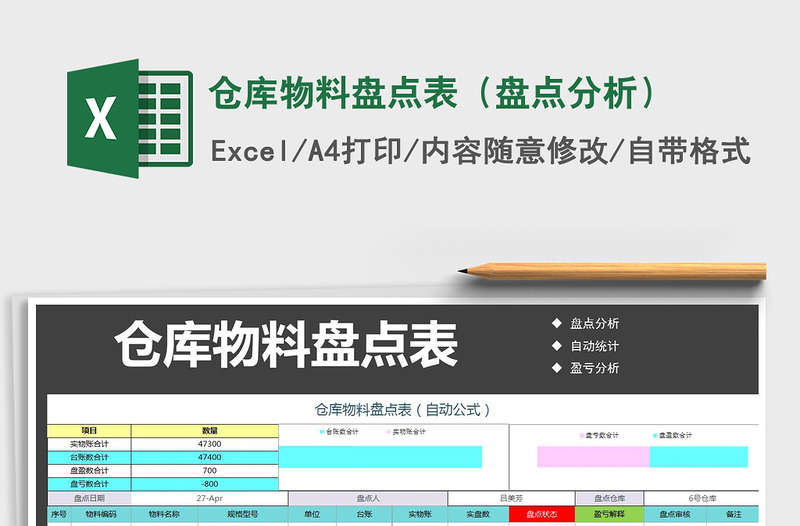 2021年仓库物料盘点表(盘点分析)