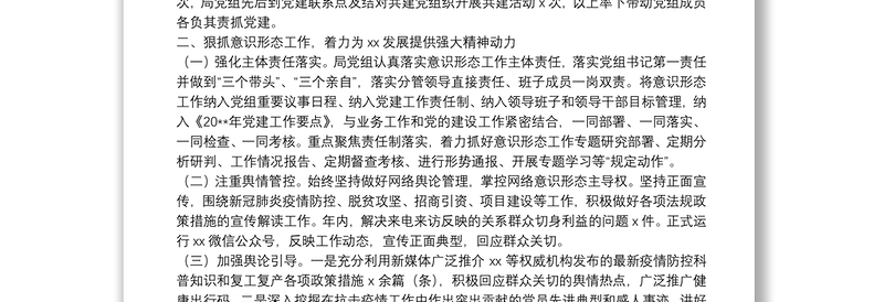 20**年党建工作总结(党组)