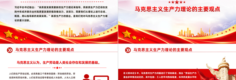 2024新质生产力PPT红色简洁马克思主义生产力理论的重大创新微党课
