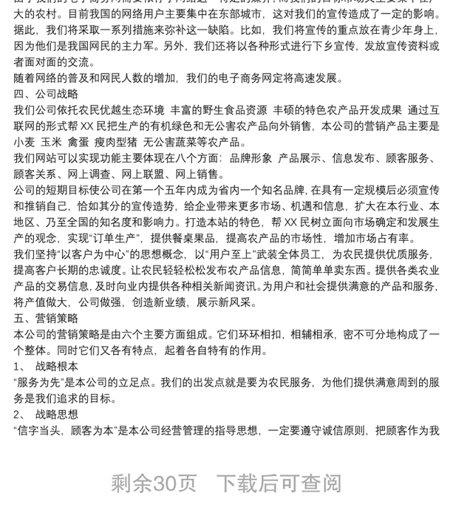 农产品电商创业计划书