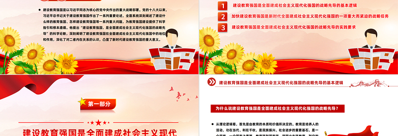 全面建成社会主义现代化强国的战略先导PPT党政风学习建设教育强国的重大意义课件模板下载