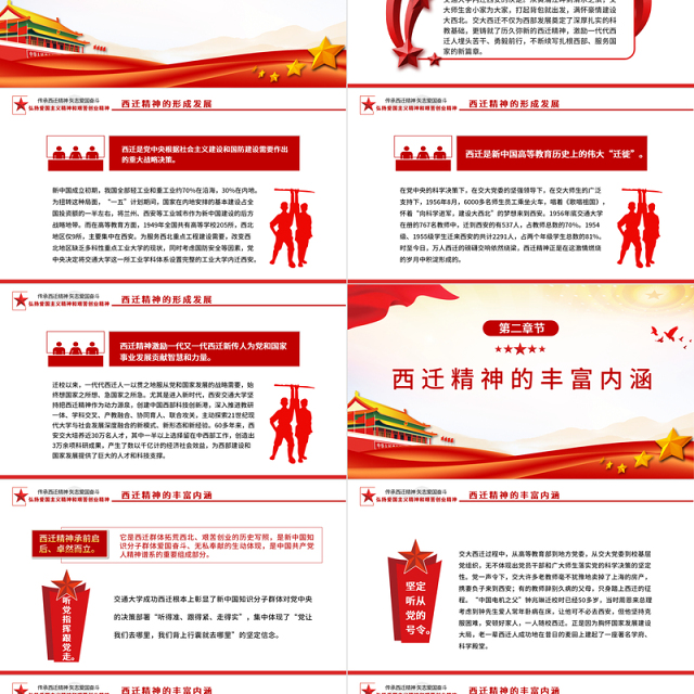 传承西迁精神矢志爱国奋斗PPT红色大气弘扬爱国主义精神和艰苦创业精神党课下载