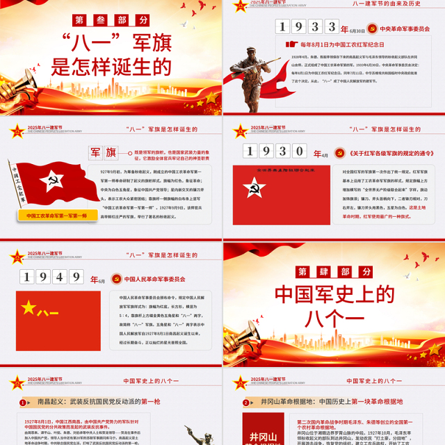 红色精美热烈庆祝中国人民解放军建军98周年PPT红色大气铁血铸军魂建军节课件