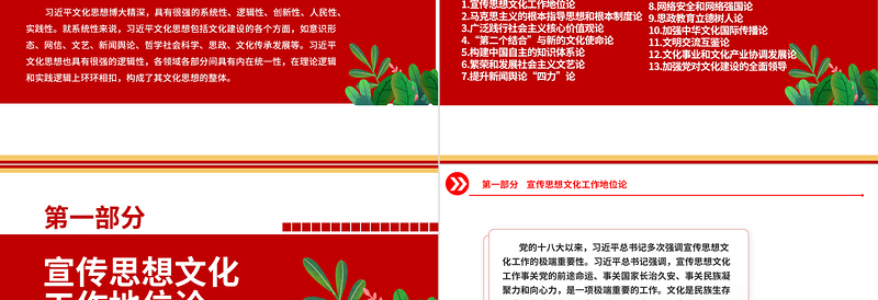 2023系统把握习近平文化思想的丰富内涵ppt红色创意深入学习习近平文化思想党支部党群学习培训课件