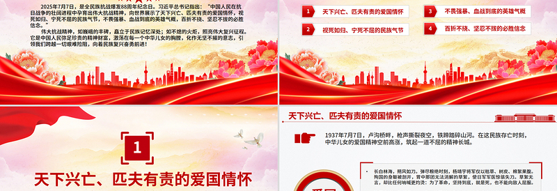 全民族抗战爆发88周年纪念日PPT弘扬伟大抗战精神汇聚民族复兴力量课件